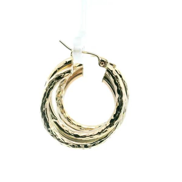 Estate 14KY Diamond Cut Double Hoop Earrings Image 3 Kiefer Jewelers Lutz, FL
