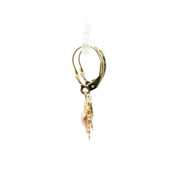 Estate 14KYR Filigree Heart Dangle Earrings