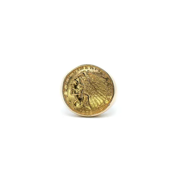 Estate 14KY 1908 Indian Head $2 1/2 Gold Coin Ring Kiefer Jewelers Lutz, FL
