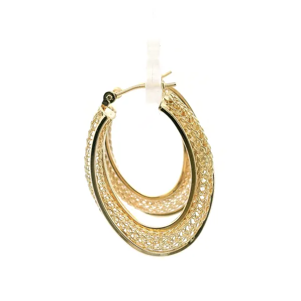 Estate 14KY Textured Oval Hoop Earrings Image 4 Kiefer Jewelers Lutz, FL
