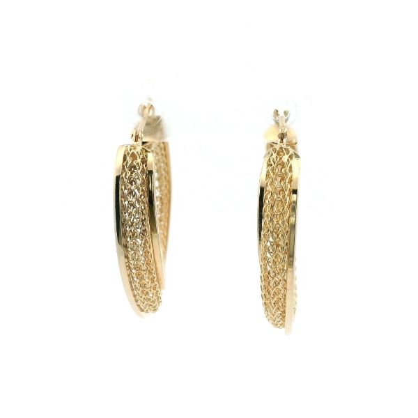 Estate 14KY Textured Oval Hoop Earrings Kiefer Jewelers Lutz, FL