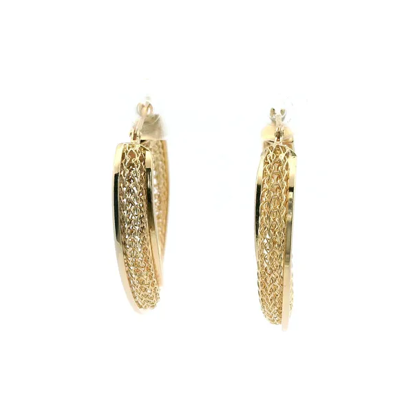 Estate 14KY Textured Oval Hoop Earrings Kiefer Jewelers Lutz, FL