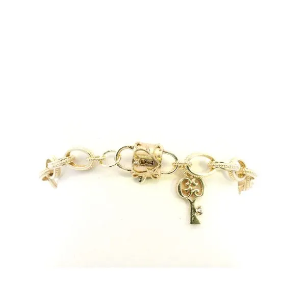 Estate 14KY Cable Chain with Padlock and Key Bracelet by Gabriel & Co. Kiefer Jewelers Lutz, FL