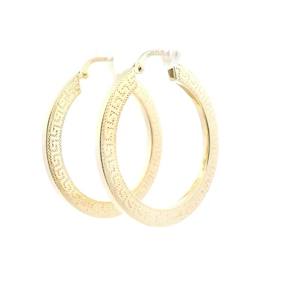 Estate 14KY Greek Key Design Hoop Earrings Image 4 Kiefer Jewelers Lutz, FL