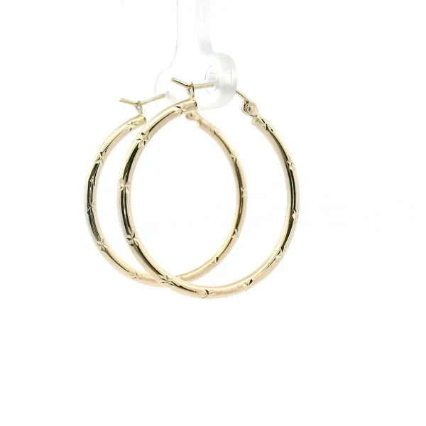 Estate 14KY Diamond Cut Hoop Earrings Image 3 Kiefer Jewelers Lutz, FL