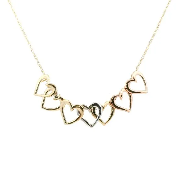 Estate 14K Tri-Color Floating Heart Necklace Kiefer Jewelers Lutz, FL