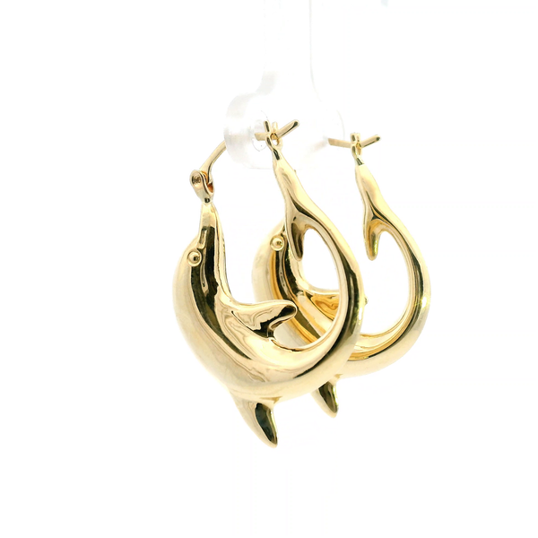 Estate 14KY Dolphin Hoop Earrings Image 4 Kiefer Jewelers Lutz, FL
