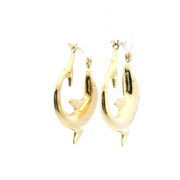 Estate 14KY Dolphin Hoop Earrings Image 5 Kiefer Jewelers Lutz, FL