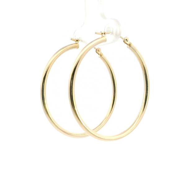 Estate 14KY 35MM Polished Gold Hoop Earrings Image 5 Kiefer Jewelers Lutz, FL
