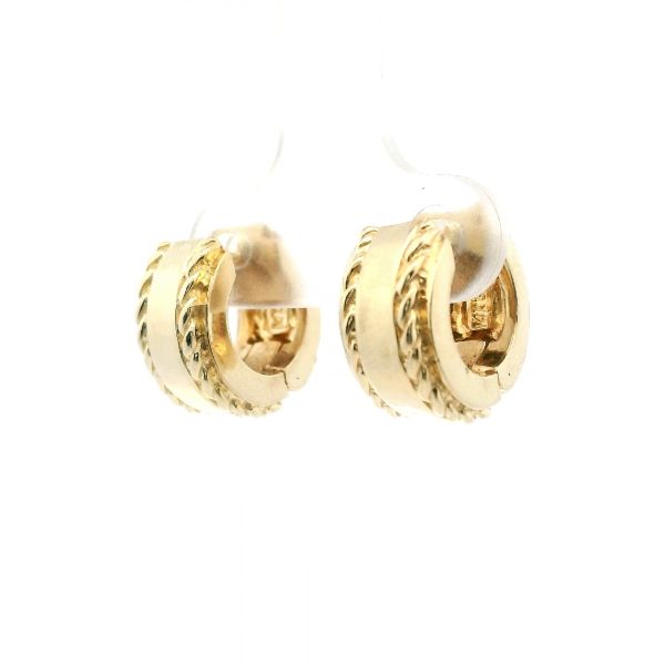 Estate 14KY Huggie Hoop Earrings with Rope Design Image 4 Kiefer Jewelers Lutz, FL