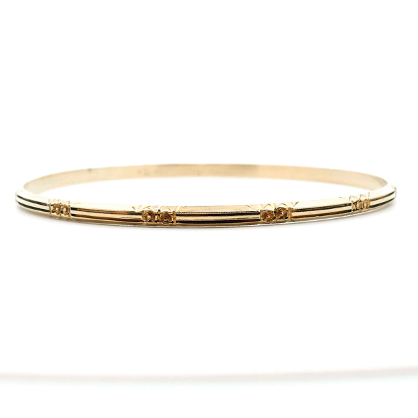 Estate 18KY Rose Engraved Slip on Bangle Bracelet Image 3 Kiefer Jewelers Lutz, FL