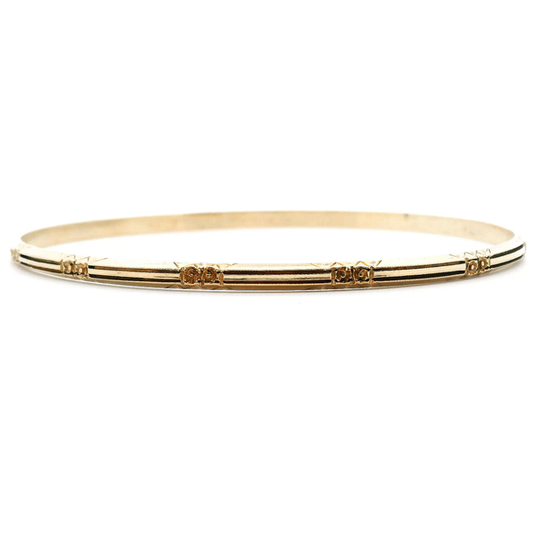 Estate 18KY Rose Engraved Slip on Bangle Bracelet Kiefer Jewelers Lutz, FL