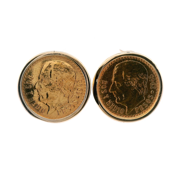 Estate 14KY Framed .900 Gold Dos Pesos Earrings Kiefer Jewelers Lutz, FL