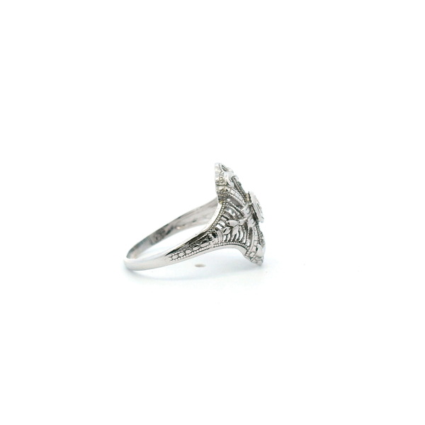 Estate 14KW Vintage Filigree Diamond Ring Image 3 Kiefer Jewelers Lutz, FL