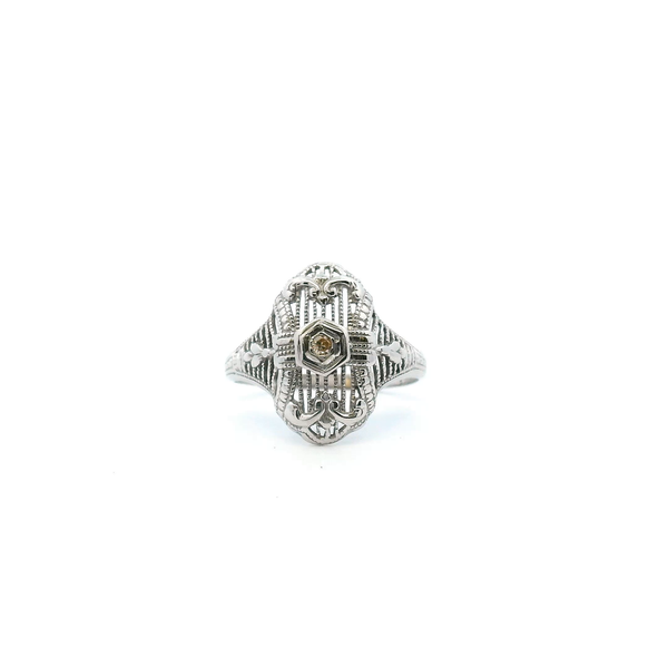 Estate 14KW Vintage Filigree Diamond Ring Kiefer Jewelers Lutz, FL