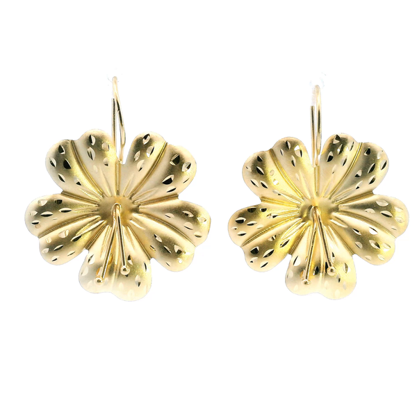 Estate 14KY Hibiscus Dangle Earrings Kiefer Jewelers Lutz, FL