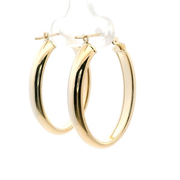 Estate 14KY Oval Polished Hoop Earrings Image 3 Kiefer Jewelers Lutz, FL