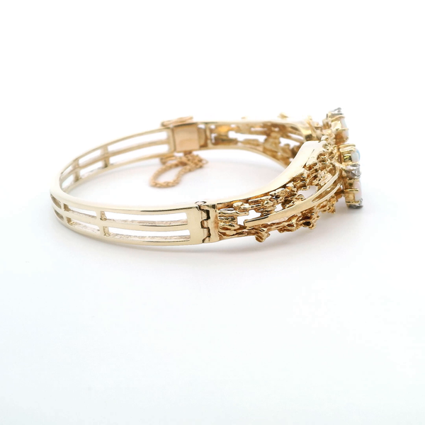 Estate 14KY Opal and Diamond Bangle Bracelet Image 4 Kiefer Jewelers Lutz, FL