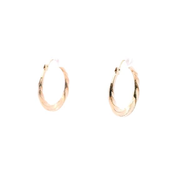 Estate 14KY Twisted Milgrain Hoop Earrings Image 3 Kiefer Jewelers Lutz, FL