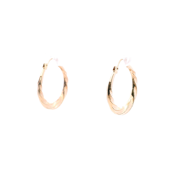 Estate 14KY Twisted Milgrain Hoop Earrings Image 3 Kiefer Jewelers Lutz, FL