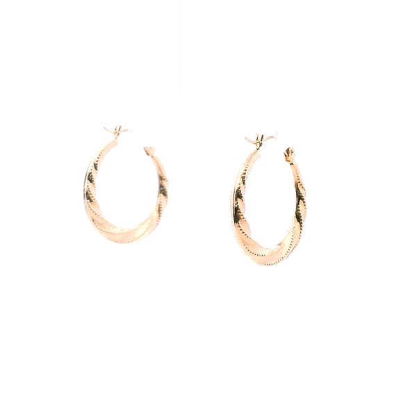 Estate 14KY Twisted Milgrain Hoop Earrings Image 4 Kiefer Jewelers Lutz, FL