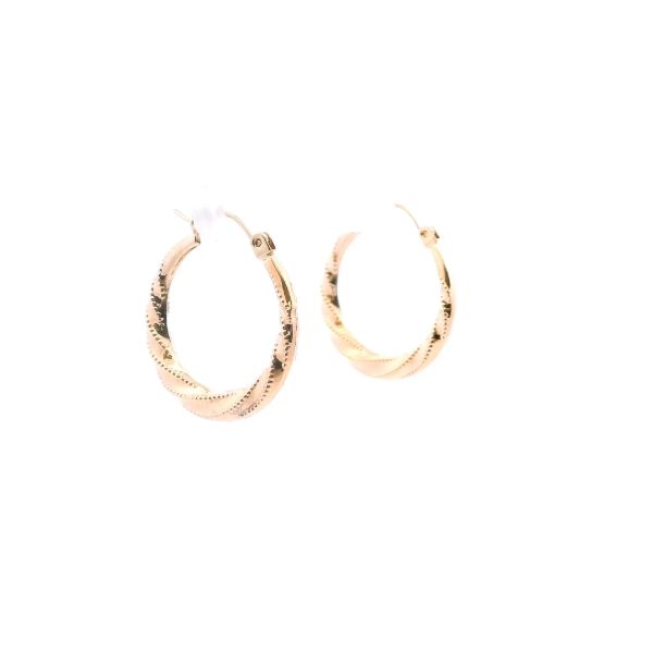 Estate 14KY Twisted Milgrain Hoop Earrings Kiefer Jewelers Lutz, FL
