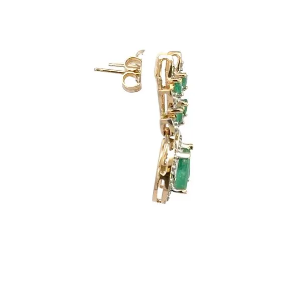 Estate 14K Emerald Drop Earrings Image 3 Kiefer Jewelers Lutz, FL