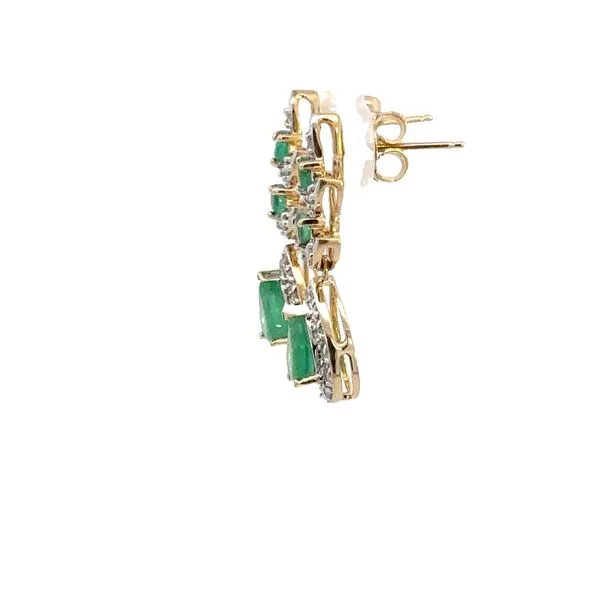 Estate 14K Emerald Drop Earrings Image 4 Kiefer Jewelers Lutz, FL