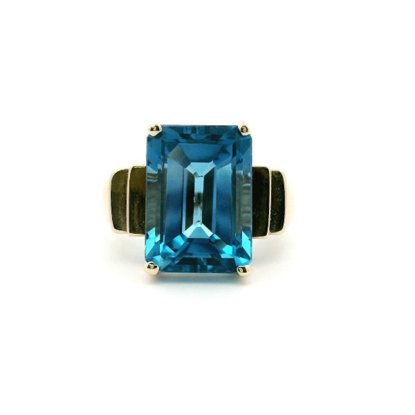 Estate 10KY Emerald Cut Blue Topaz Ring Kiefer Jewelers Lutz, FL