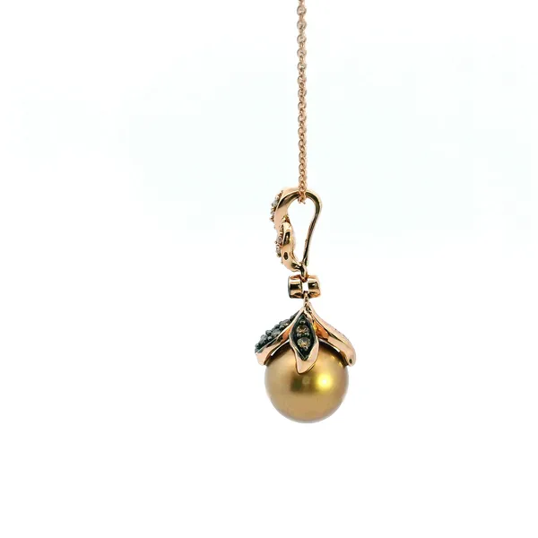 Estate 14KR Dyed Yellow Pearl with Diamond Accent Pendant Image 4 Kiefer Jewelers Lutz, FL
