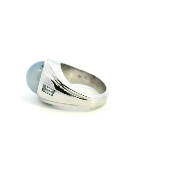 Estate 14KW Blue Cabachon Gemstone with Diamond Accents Image 3 Kiefer Jewelers Lutz, FL