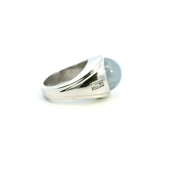 Estate 14KW Blue Cabachon Gemstone with Diamond Accents Image 4 Kiefer Jewelers Lutz, FL