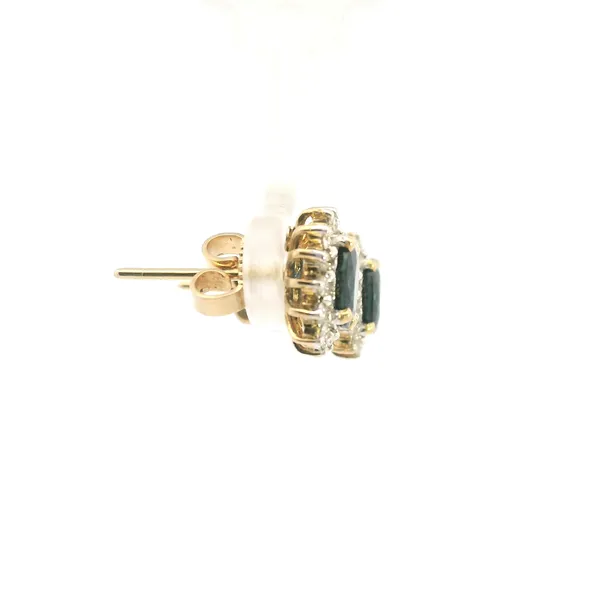 Estate 18KY Oval Sapphire and Diamond Halo Stud Earrings Image 3 Kiefer Jewelers Lutz, FL