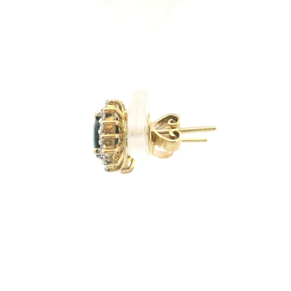 Estate 18KY Oval Sapphire and Diamond Halo Stud Earrings Image 4 Kiefer Jewelers Lutz, FL