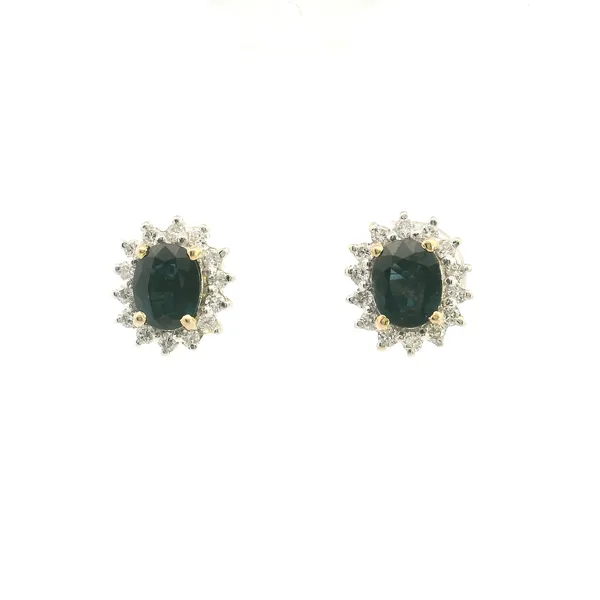 Estate 18KY Oval Sapphire and Diamond Halo Stud Earrings Kiefer Jewelers Lutz, FL
