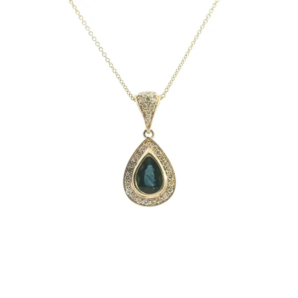 Estate 14KY Sapphire and Diamond Pear Shaped Pendant Kiefer Jewelers Lutz, FL