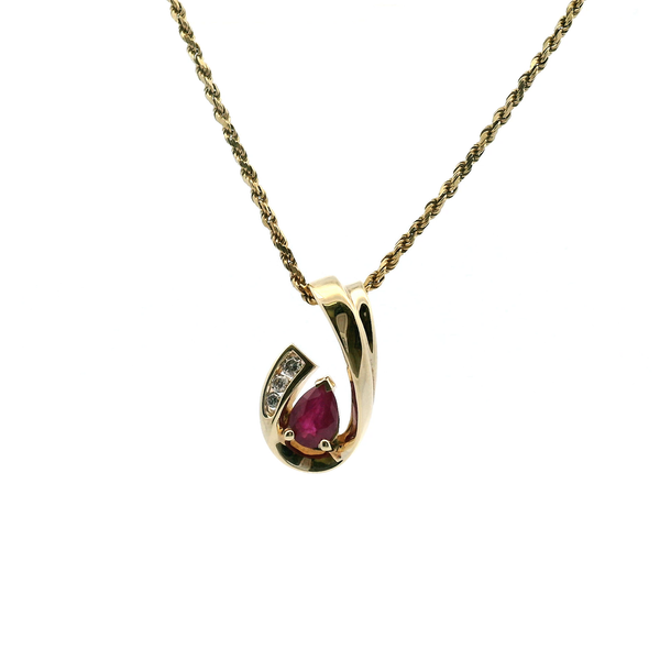 Estate 10KY Ruby and Diamond Slide Pendant Kiefer Jewelers Lutz, FL