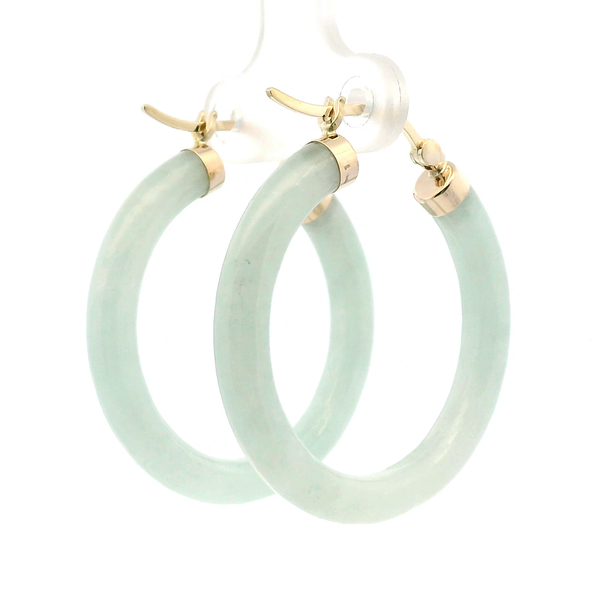Estate 10KY Jadeite Hoop Earrings Image 3 Kiefer Jewelers Lutz, FL