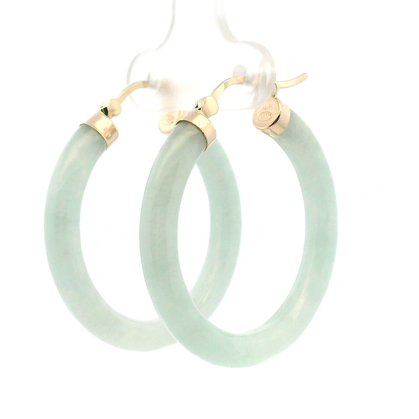 Estate 10KY Jadeite Hoop Earrings Image 4 Kiefer Jewelers Lutz, FL