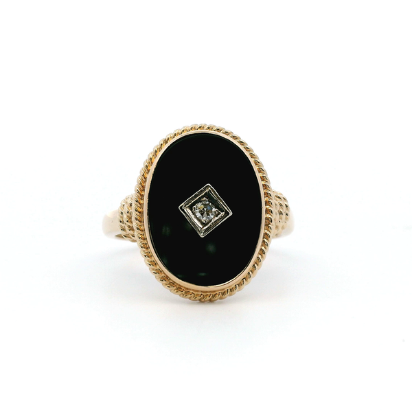 Estate 14KY Oval Black Onyx and Diamond Ring Kiefer Jewelers Lutz, FL