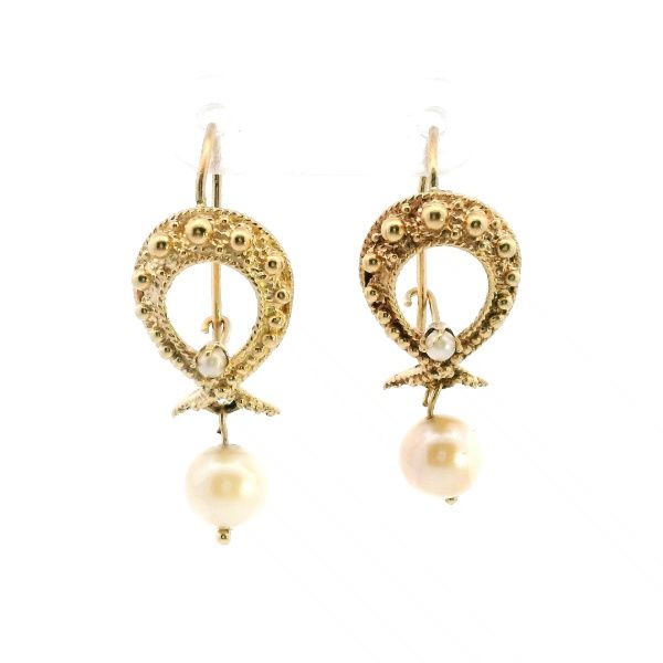 Estate 14KY Vintage Style Pearl Drop Earrings Kiefer Jewelers Lutz, FL