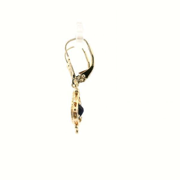 Estate 14KY Pear Shape Bezel Set Dangle Earrings Image 4 Kiefer Jewelers Lutz, FL