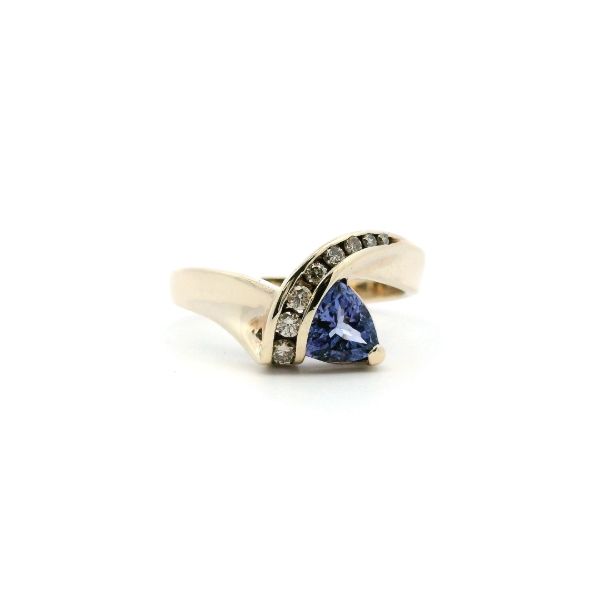 Estate 10KY Trillion Tanzanite and Diamond Ring Kiefer Jewelers Lutz, FL