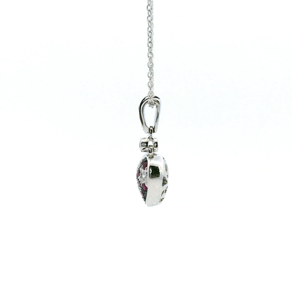Estate 14KW Ruby and Diamond Pave Heart Necklace Image 4 Kiefer Jewelers Lutz, FL