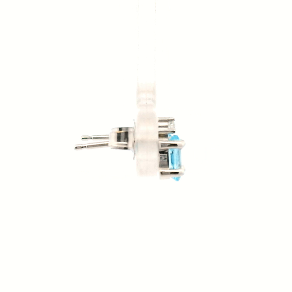 Estate 14KW Oval Blue Topaz and Diamond Stud Earrings Image 3 Kiefer Jewelers Lutz, FL