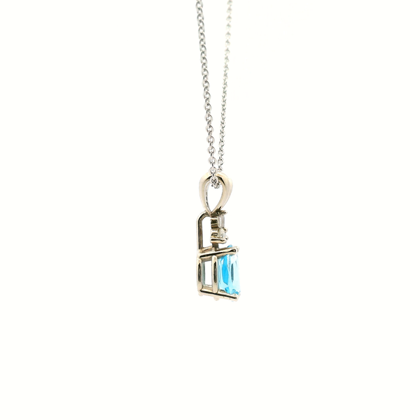 Estate 14KW Oval Blue Topaz and Diamond Pendant Image 3 Kiefer Jewelers Lutz, FL