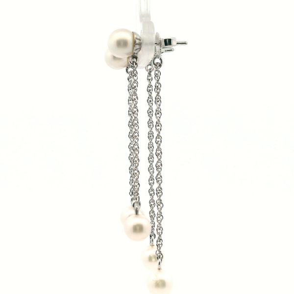 Estate 14KW Pearl Double Drop Dangle Earrings Image 4 Kiefer Jewelers Lutz, FL