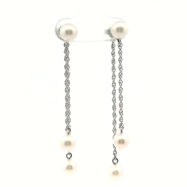 Estate 14KW Pearl Double Drop Dangle Earrings Kiefer Jewelers Lutz, FL