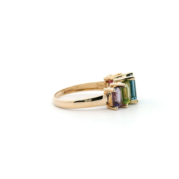 Estate 14KY Five Stone Multi-Colored Gemstone Ring Image 3 Kiefer Jewelers Lutz, FL