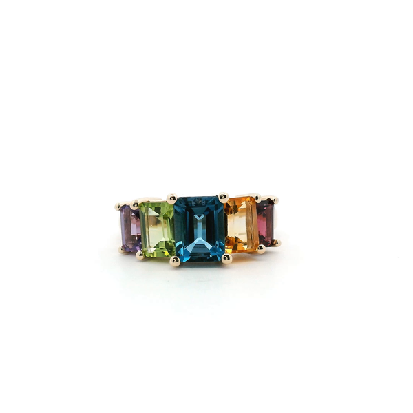 Estate 14KY Five Stone Multi-Colored Gemstone Ring Kiefer Jewelers Lutz, FL